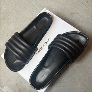 Isabel Marant Black Padded Triple-Band Slide Sandals